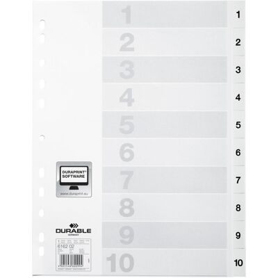 Durable, Accessori per classificatore, Indice A4 1-10, con foglio di indice Durable, Accessori per classificatore, Indice A4 1-10, con foglio di indice