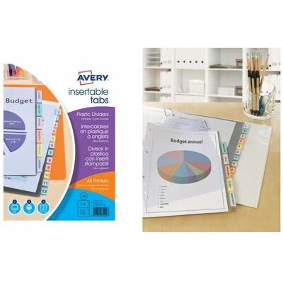 Avery Accessori per classificatore, Intercalaires à onglets, 8 tocchi, PP, trasparente dimensioni: A4, couleur tocchi assorti, 180 mic Avery Accessori per classificatore, Intercalaires à onglets, 8 tocchi, PP, trasparente dimensioni: A4, couleur tocchi assorti, 180 mic