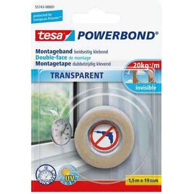 tesa, Nastro adesivo, Nastro biadesivo Powerbond TRANSPARENT (19 mm) tesa, Nastro adesivo, Nastro biadesivo Powerbond TRANSPARENT (19 mm)