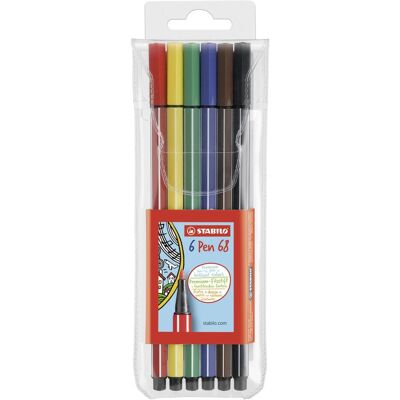 Pennarello STABILO Pen 68 - Colori assortiti - Confezione da 6 Pennarello STABILO Pen 68 - Colori assortiti - Confezione da 6