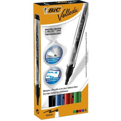 Bic, Evidenziatori, Tasca di inchiostro liquido Velleda (4x) Bic, Evidenziatori, Tasca di inchiostro liquido Velleda (4x)