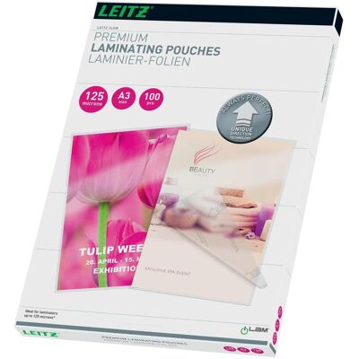 Leitz, Pouches di plastificazione, Foglio di laminazione (A3, 100 pz., 125 µm) Leitz, Pouches di plastificazione, Foglio di laminazione (A3, 100 pz., 125 µm)