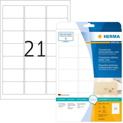 Herma, Etichette, Etichette trasparenti per indirizzi A4 Herma, Etichette, Etichette trasparenti per indirizzi A4