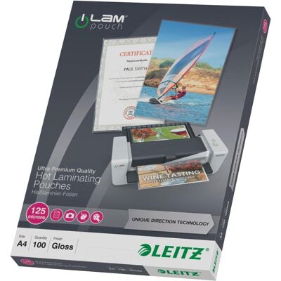 Leitz, Pouches di plastificazione, Foglio di laminazione (A4, 100 pz., 125 µm) Leitz, Pouches di plastificazione, Foglio di laminazione (A4, 100 pz., 125 µm)