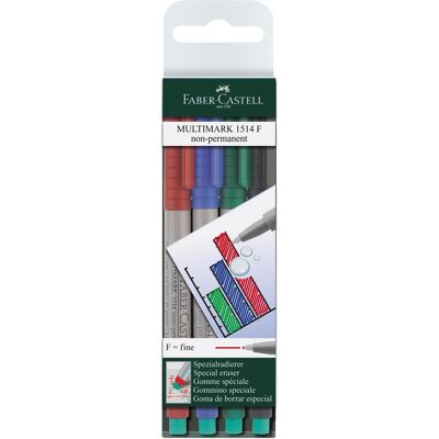 Faber-Castell, Evidenziatori, Penna per la testa Multimark non permanente (4x) Faber-Castell, Evidenziatori, Penna per la testa Multimark non permanente (4x)