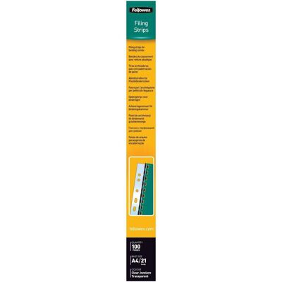 Fellowes Accessori per classificatore, Strisce di archiviazione per rilegatura in plastica, trasparenti Fellowes Accessori per classificatore, Strisce di archiviazione per rilegatura in plastica, trasparenti