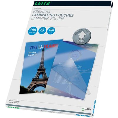 Leitz, Pouches di plastificazione, Foglio di laminazione (A3, 100 pz., 100 µm) Leitz, Pouches di plastificazione, Foglio di laminazione (A3, 100 pz., 100 µm)