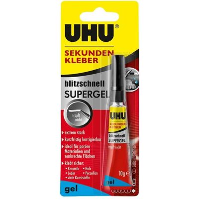 UHU, Colla, Sekundenkleber blitzschnell Supergel (10 g, 10 ml) UHU, Colla, Sekundenkleber blitzschnell Supergel (10 g, 10 ml)