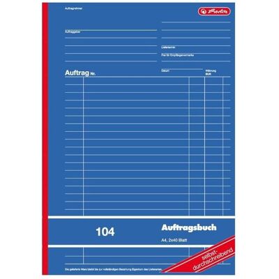 Herlitz, Polizza di versamento, Libro dei moduli "Ordine 264.20cm (104"), DIN A4, 2 x 40 fogli (80x) Herlitz, Polizza di versamento, Libro dei moduli "Ordine 264.20cm (104"), DIN A4, 2 x 40 fogli (80x)