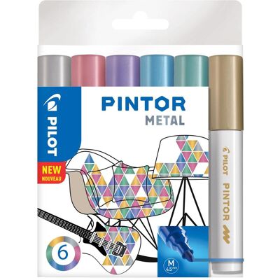 Pilot, Evidenziatori, Pintor Medium Set à 6 Metallico (6x) Pilot, Evidenziatori, Pintor Medium Set à 6 Metallico (6x)