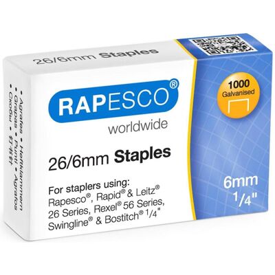 Rapesco Graffette, Punti metallici 26/6mm (1000x) Rapesco Graffette, Punti metallici 26/6mm (1000x)