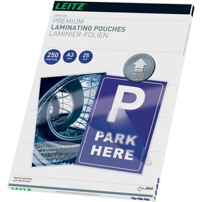 Leitz, Pouches di plastificazione, Film di laminazione (A3, 25 pz., 250 µm) Leitz, Pouches di plastificazione, Film di laminazione (A3, 25 pz., 250 µm)