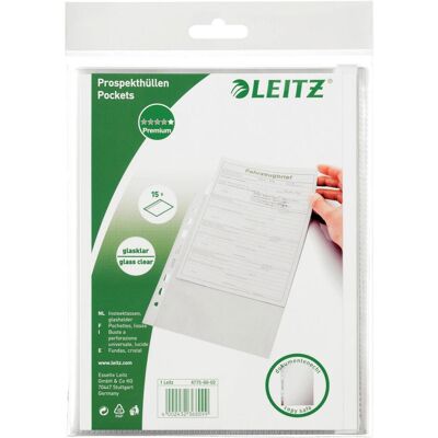 Leitz, Busta portadocumenti, STANDARD - tasche per opuscoli PP liscio (A5, 15x) Leitz, Busta portadocumenti, STANDARD - tasche per opuscoli PP liscio (A5, 15x)