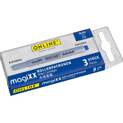 Online, Cartucce di ricambio + Calamaio, Cartuccia roller 17103/12 per MagiXX 3 pezzi. (Blu, 3 pz.) Online, Cartucce di ricambio + Calamaio, Cartuccia roller 17103/12 per MagiXX 3 pezzi. (Blu, 3 pz.)