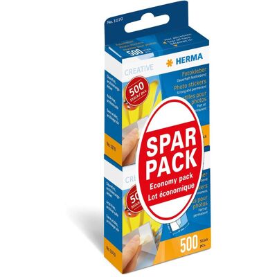 HERMA, Colla per foto + per poster, Doppia confezione adesiva fotografica 2x500 pezzi Sparpack HERMA, Colla per foto + per poster, Doppia confezione adesiva fotografica 2x500 pezzi Sparpack