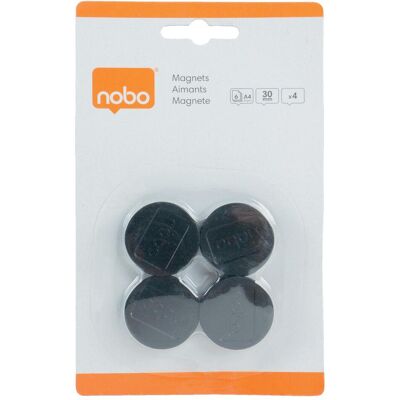 Nobo, Magneti, Magnete Ø 3 cm 4 pezzi, nero (4x) Nobo, Magneti, Magnete Ø 3 cm 4 pezzi, nero (4x)