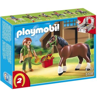 Playmobil Cavallo Shire con box rosso-grigio (5108) Playmobil Cavallo Shire con box rosso-grigio (5108)