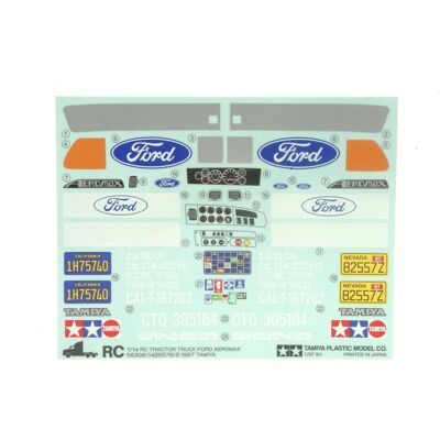 Tamiya Foglio decalcomania Ford Aeromax Tamiya Foglio decalcomania Ford Aeromax