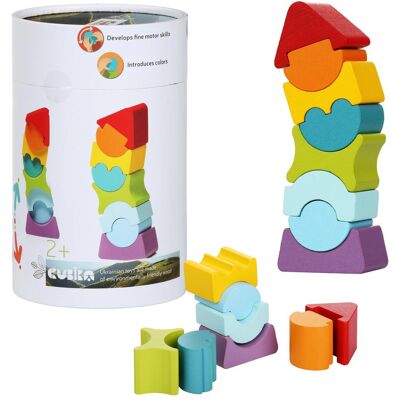Cubika torre impilabile in legno flessibile piccolo tetto rosso Cubika torre impilabile in legno flessibile piccolo tetto rosso
