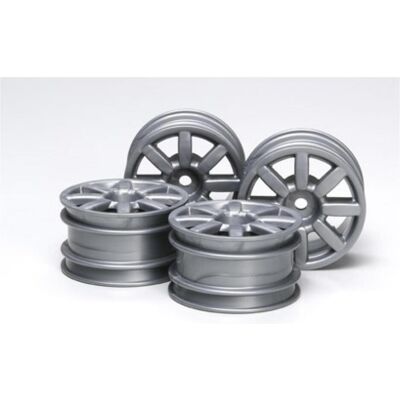 Tamiya M-Chassis piatto 8-Spoke ruote 4pcs argento Tamiya M-Chassis piatto 8-Spoke ruote 4pcs argento