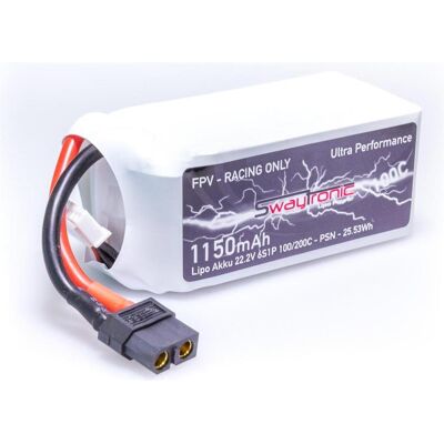 Swaytronic Sway-FPV 6S 22,2V 1150mAh 100C/200C XT60 (1150 mAh, 22.20 V) Swaytronic Sway-FPV 6S 22,2V 1150mAh 100C/200C XT60 (1150 mAh, 22.20 V)