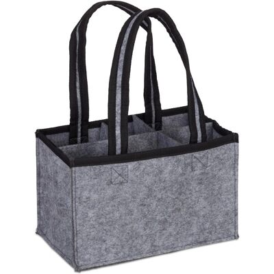 Relaxdays, Borsa + Trolley da spesa, 6 portabottiglie, feltro, Grigio Relaxdays, Borsa + Trolley da spesa, 6 portabottiglie, feltro, Grigio