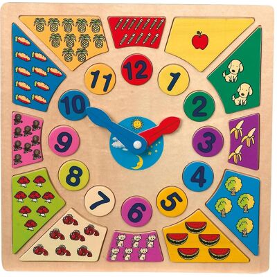Small Foot di Legler Orologio educativo in legno colorato - Puzzle Small Foot di Legler Orologio educativo in legno colorato - Puzzle