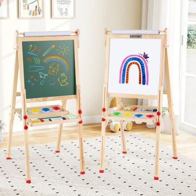 Costway Cavalletto artistico in legno per bambini 3 in 1 pieghevole doppia faccia magnetico, Cavalletto tavolozza in legno Costway Cavalletto artistico in legno per bambini 3 in 1 pieghevole doppia faccia magnetico, Cavalletto tavolozza in legno