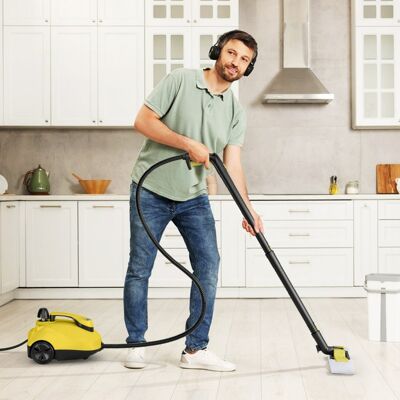 Costway Pulitore a vapore portatile da 2000W, Macchina per pulizia su pavimenti e finestre e tappeti Grigio & Giallo Costway Pulitore a vapore portatile da 2000W, Macchina per pulizia su pavimenti e finestre e tappeti Grigio & Giallo