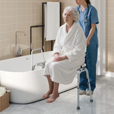 Costway Panca trasferimento vasca scorrevole per anziani e disabili, Sedia da doccia regolabile in altezza per vasca da bagno Bianco Costway Panca trasferimento vasca scorrevole per anziani e disabili, Sedia da doccia regolabile in altezza per vasca da bagno Bianco