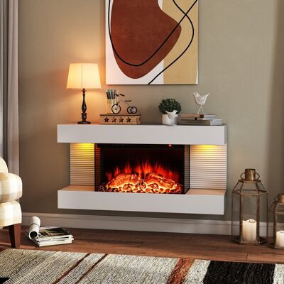Costway Camino elettrico stufa da 750W/1500W con luci LED 12 colori di fiamma, Camino elettrico da parete a 3 lati Bianco Costway Camino elettrico stufa da 750W/1500W con luci LED 12 colori di fiamma, Camino elettrico da parete a 3 lati Bianco