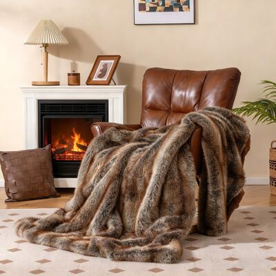 Costway Coperta in pelliccia sintetica morbida e soffice pelliccia sintetica di volpe, Coperta plaid di lusso spesso caldo per letto Costway Coperta in pelliccia sintetica morbida e soffice pelliccia sintetica di volpe, Coperta plaid di lusso spesso caldo per letto
