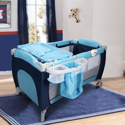 Costway Culla per bimbo pieghevole con zanzariera 120x60x76cm lettino bimbo a due livelli regolabile Blu Costway Culla per bimbo pieghevole con zanzariera 120x60x76cm lettino bimbo a due livelli regolabile Blu