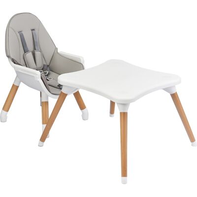 Costway Seggiolone 4 in 1 con cintura di sicurezza a 5 punti, Vassoio smontabile e regolabile in 4 posizioni e cuscino in PU Grigio Costway Seggiolone 4 in 1 con cintura di sicurezza a 5 punti, Vassoio smontabile e regolabile in 4 posizioni e cuscino in PU Grigio