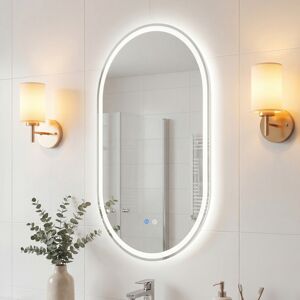 Costway Specchio illuminato bagno infrangibile temperatura colore regolabile 3 modalità, Specchio anti-appannamento vetro temperato 90 x 55 cm Costway Specchio illuminato bagno infrangibile temperatura colore regolabile 3 modalità, Specchio anti-appannamento vetro temperato 90 x 55 cm