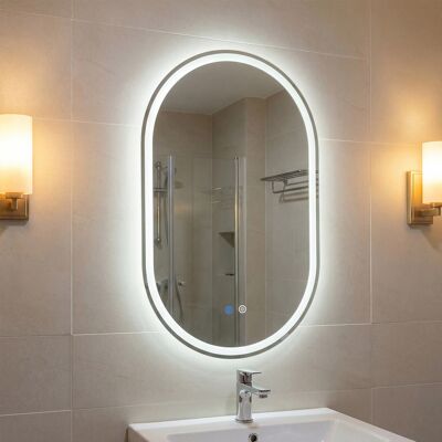 Costway Specchio illuminato per bagno con anti-appannamento e luce regolabile, Specchio infrangibile in vetro temperato 80x50 cm Costway Specchio illuminato per bagno con anti-appannamento e luce regolabile, Specchio infrangibile in vetro temperato 80x50 cm