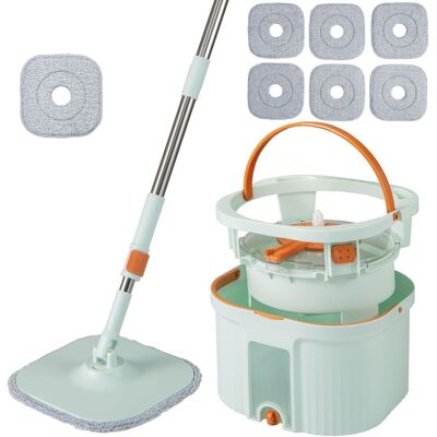 Costway Testa mocio quadrata con strizzatura automatica per pavimenti, Sistema di separazione con 8 panni in microfibra Verde chiaro Costway Testa mocio quadrata con strizzatura automatica per pavimenti, Sistema di separazione con 8 panni in microfibra Verde chiaro