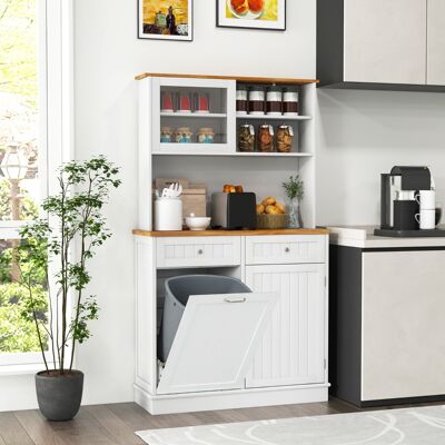 Costway Armadio per rifiuti inclinato alto da cucina con pattumiera, Armadio per rifiuti doppio inclinazione piano gomma Bianco Costway Armadio per rifiuti inclinato alto da cucina con pattumiera, Armadio per rifiuti doppio inclinazione piano gomma Bianco