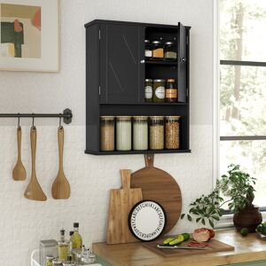 Costway Armadietto muro bagno medico 2 ante ripiano aperto regolabile, Armadietto organizer salvaspazio sopra water lavanderia cucina Nero Costway Armadietto muro bagno medico 2 ante ripiano aperto regolabile, Armadietto organizer salvaspazio sopra water lavanderia cucina Nero