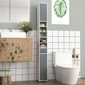 Costway Mobile colonna da bagno con 2 ante 1 cassetto e 5 ripiani regolabili, Colonna bagno da terra salvaspazio Grigio e Bianco Costway Mobile colonna da bagno con 2 ante 1 cassetto e 5 ripiani regolabili, Colonna bagno da terra salvaspazio Grigio e Bianco