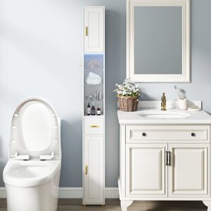 Costway Mobiletto da bagno 181 cm organizzatore con 2 ante ripiani regolabili, Mobiletto da bagno 3 ripiani vetro temperato Bianco Costway Mobiletto da bagno 181 cm organizzatore con 2 ante ripiani regolabili, Mobiletto da bagno 3 ripiani vetro temperato Bianco