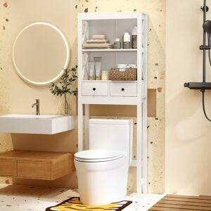 Costway Organizzatore da bagno indipendente alto 165 cm con ripiani aperti, Mensola sopra il WC per lavanderia Bianco Costway Organizzatore da bagno indipendente alto 165 cm con ripiani aperti, Mensola sopra il WC per lavanderia Bianco