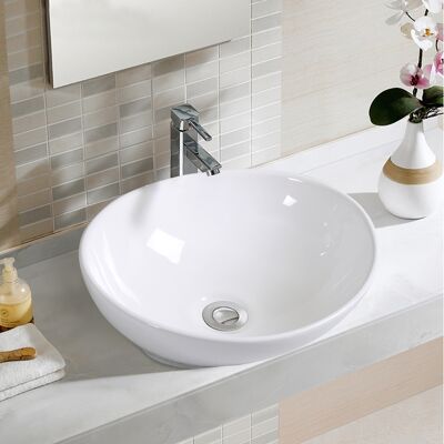 Costway Lavabo ovale in ceramica e mobiletto portaoggetti da bagno, Lavandino di forma ovale e mobiletto da pavimento per bagno Costway Lavabo ovale in ceramica e mobiletto portaoggetti da bagno, Lavandino di forma ovale e mobiletto da pavimento per bagno