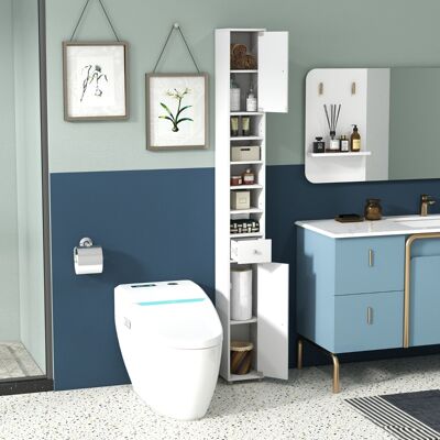 Costway Mobile colonna da bagno con 2 ante 1 cassetto e 5 ripiani regolabili, Colonna bagno da terra salvaspazio Bianco Costway Mobile colonna da bagno con 2 ante 1 cassetto e 5 ripiani regolabili, Colonna bagno da terra salvaspazio Bianco