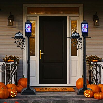 Costway Lampione da interno attivato dal suono con luci LED a 6 colori, Palo della lampada di halloween alto 155 cm Nero Costway Lampione da interno attivato dal suono con luci LED a 6 colori, Palo della lampada di halloween alto 155 cm Nero