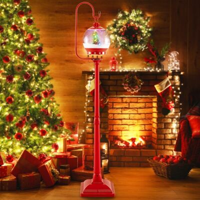 Costway Lampione natalizio musicale 173cm con globo di neve attivato dal suono albero rotante, Lampada da esterno festiva Rosso Costway Lampione natalizio musicale 173cm con globo di neve attivato dal suono albero rotante, Lampada da esterno festiva Rosso