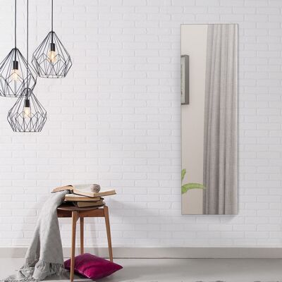 Costway Armadio portagioie con specchio in legno a parete con LED interno 33,5x10x120cm Bianco Costway Armadio portagioie con specchio in legno a parete con LED interno 33,5x10x120cm Bianco