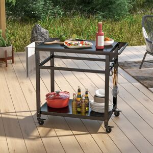 Costway Carrello barbecue da esterno con 2 ripiani 4 ruote bloccabili ganci, Carrello BBQ portatile per forno pizza Nero Costway Carrello barbecue da esterno con 2 ripiani 4 ruote bloccabili ganci, Carrello BBQ portatile per forno pizza Nero