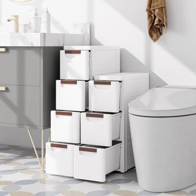 Costway Mobiletto stretto con ruote, Carrello e organizzatore slim con 3 cassetti per spazi piccoli Bianco Costway Mobiletto stretto con ruote, Carrello e organizzatore slim con 3 cassetti per spazi piccoli Bianco