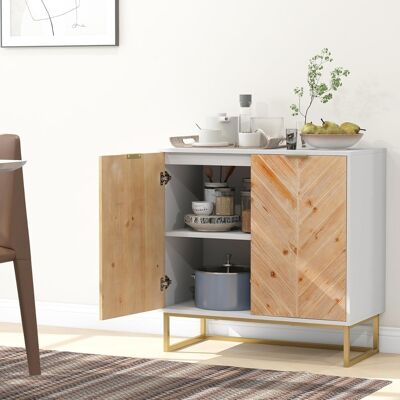 Costway Credenza buffet con storage con piedini antiscivolo per soggiorno, Tavolino con ante e ripiano Bianco Costway Credenza buffet con storage con piedini antiscivolo per soggiorno, Tavolino con ante e ripiano Bianco
